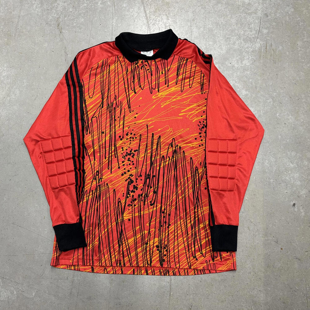 Vintage 90s Adidas Scribble Graphic Soccer Goalie Jersey Extra Large Red